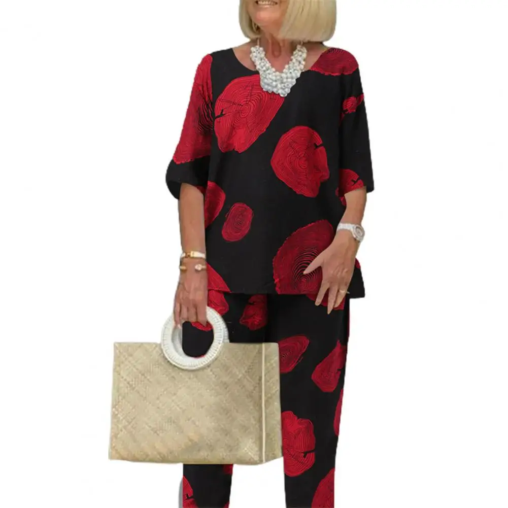 Two Piece Sets Womens Outifits Elderly Tops Pants Set Half Sleeves O Neck Summer Contrast Color Print Grandma Blouse Pants Suit
Two Piece Sets Womens Outifits Elderly Tops Pants Set Half Sleeves O Neck Summer Contrast Color Print Grandma Blouse Pants Suit