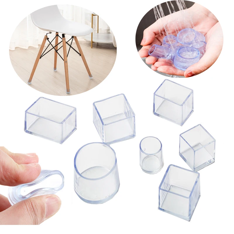 4/8/12pcs Protector Chair Leg Caps Rubber round Square Floor Table Foot Dust Cover Socks Pipe Plugs Furniture Leveling Feet - купить по