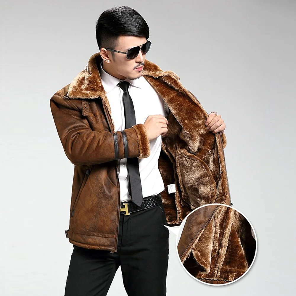 Russian Winter Mens Velvet Fur Lined Coats Thick Warm Clothing Mans Fur Leather Jackets Bomber Men's Overcoat Wadded Jackets
Russian Winter Mens Velvet Fur Lined Coats Thick Warm Clothing Mans Fur Leather Jackets Bomber Men's Overcoat Wadded Jackets