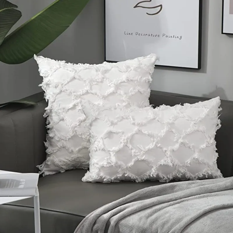 

Inyahome White Linen Throw Pillow Covers Cushion Cover for Sofa Couch Decorative Square Pillowcase Solid Modern Pillows Covers