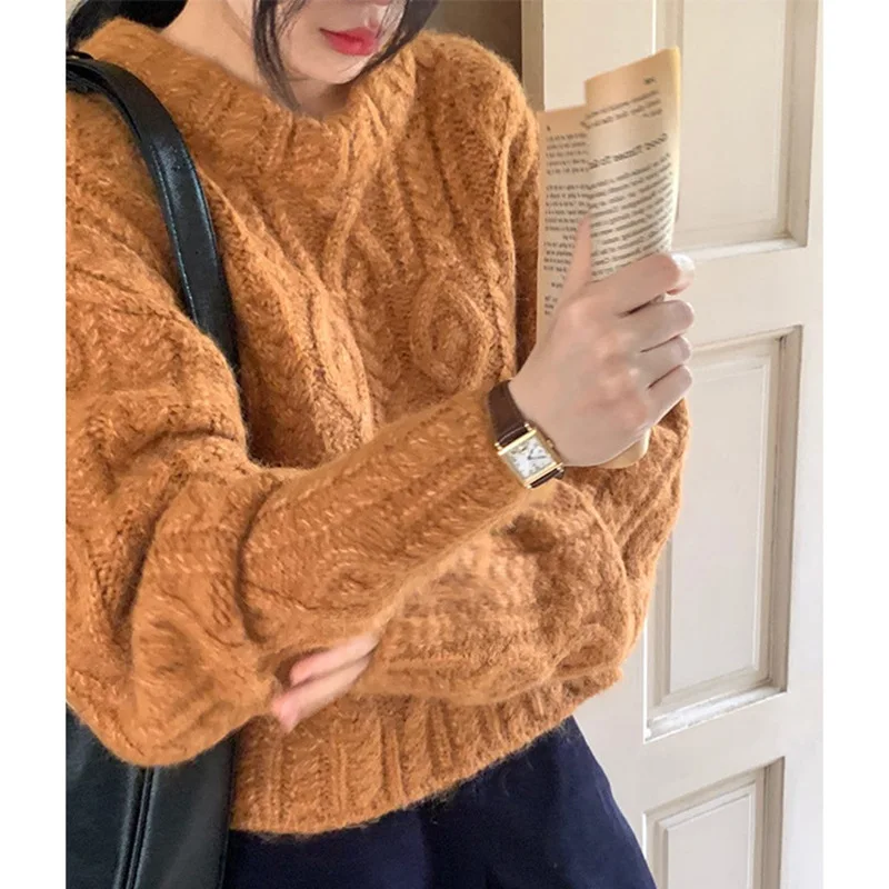 Simple Basic Twist Pullover Sweater Women Solid Color O-neck Long Sleeve Casual Sweater Korean Loose Streetwear Womens Sweaters
Simple Basic Twist Pullover Sweater Women Solid Color O-neck Long Sleeve Casual Sweater Korean Loose Streetwear Womens Sweaters