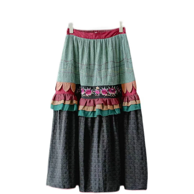 Ethnic style Embroidered A-line long Skirt Brand vintage linen women skirt Bohemia Ruffle lace skirt Skirt
Ethnic style Embroidered A-line long Skirt Brand vintage linen women skirt Bohemia Ruffle lace skirt Skirt
