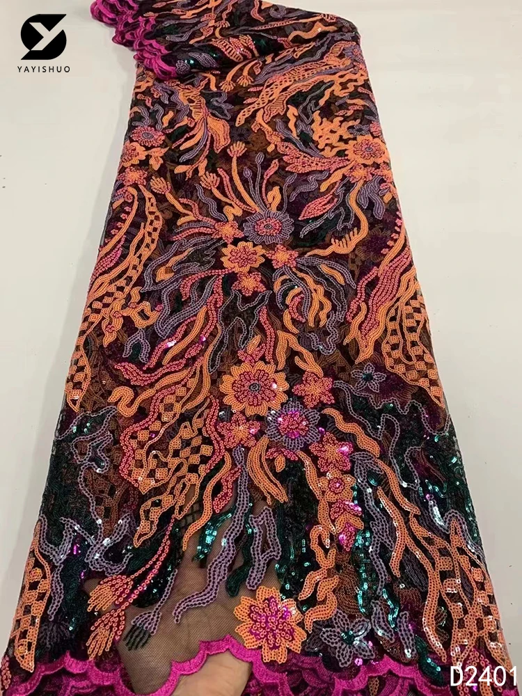 High Quality Sequins French Tulle African Lace Fabric 2022 Nigerian Lace Fabric Embroidery Mesh Lace Fabric Party DRESS D2401
High Quality Sequins French Tulle African Lace Fabric 2022 Nigerian Lace Fabric Embroidery Mesh Lace Fabric Party DRESS D2401