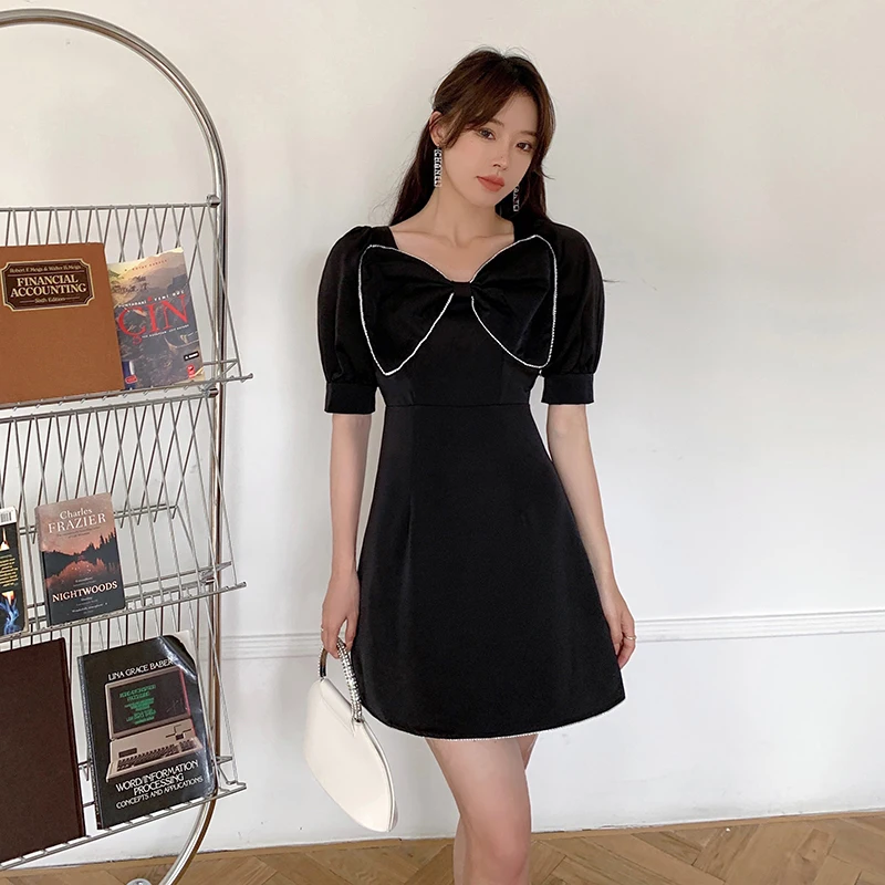 Women's Sexy Dress Summer Elegant Mini Solid Fashion High Waist Short Sleeve Skinny Korean Style Bow Female Clothing
Women's Sexy Dress Summer Elegant Mini Solid Fashion High Waist Short Sleeve Skinny Korean Style Bow Female Clothing