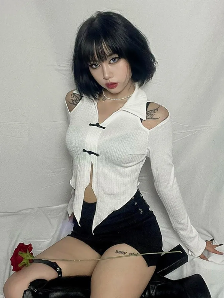 Casual Patchwork T-Shirts For Women Turn-Dowm Collar Bodycon Y2k Top Buckle Sexy Aesthetic Clothes Long Sleeve Slim One Piece
Casual Patchwork T-Shirts For Women Turn-Dowm Collar Bodycon Y2k Top Buckle Sexy Aesthetic Clothes Long Sleeve Slim One Piece