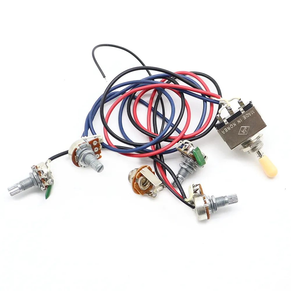 1Set Electric Guitar Harness Prewired with 3way Toggle Switch 2V2T Jack 500k Pots for Gibson Guitar
1Set Electric Guitar Harness Prewired with 3way Toggle Switch 2V2T Jack 500k Pots for Gibson Guitar