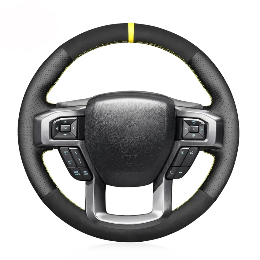 Black Artificial Suede Leather Steering Wheel Cover for Ford F-150 F-250 F-350 F-450 F-550 2015-2021 F-600 F-650 F-750 2020-2021
Black Artificial Suede Leather Steering Wheel Cover for Ford F-150 F-250 F-350 F-450 F-550 2015-2021 F-600 F-650 F-750 2020-2021
