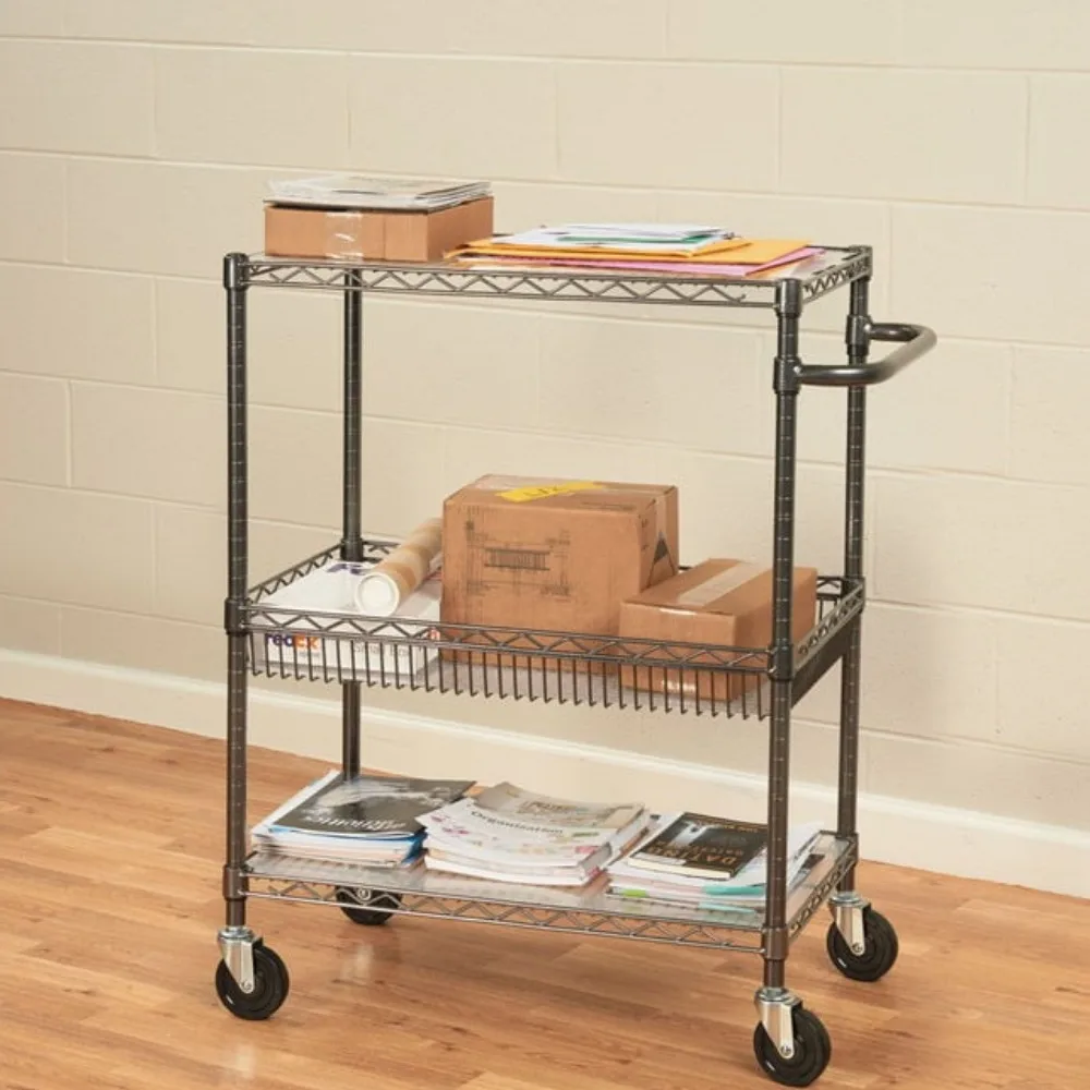 Alera 3-Tier Wire Rolling Service Cart Storage Organizer with Adjustable Shelves Basket Freezer Restaurant 
Alera 3-Tier Wire Rolling Service Cart Storage Organizer with Adjustable Shelves Basket Freezer Restaurant