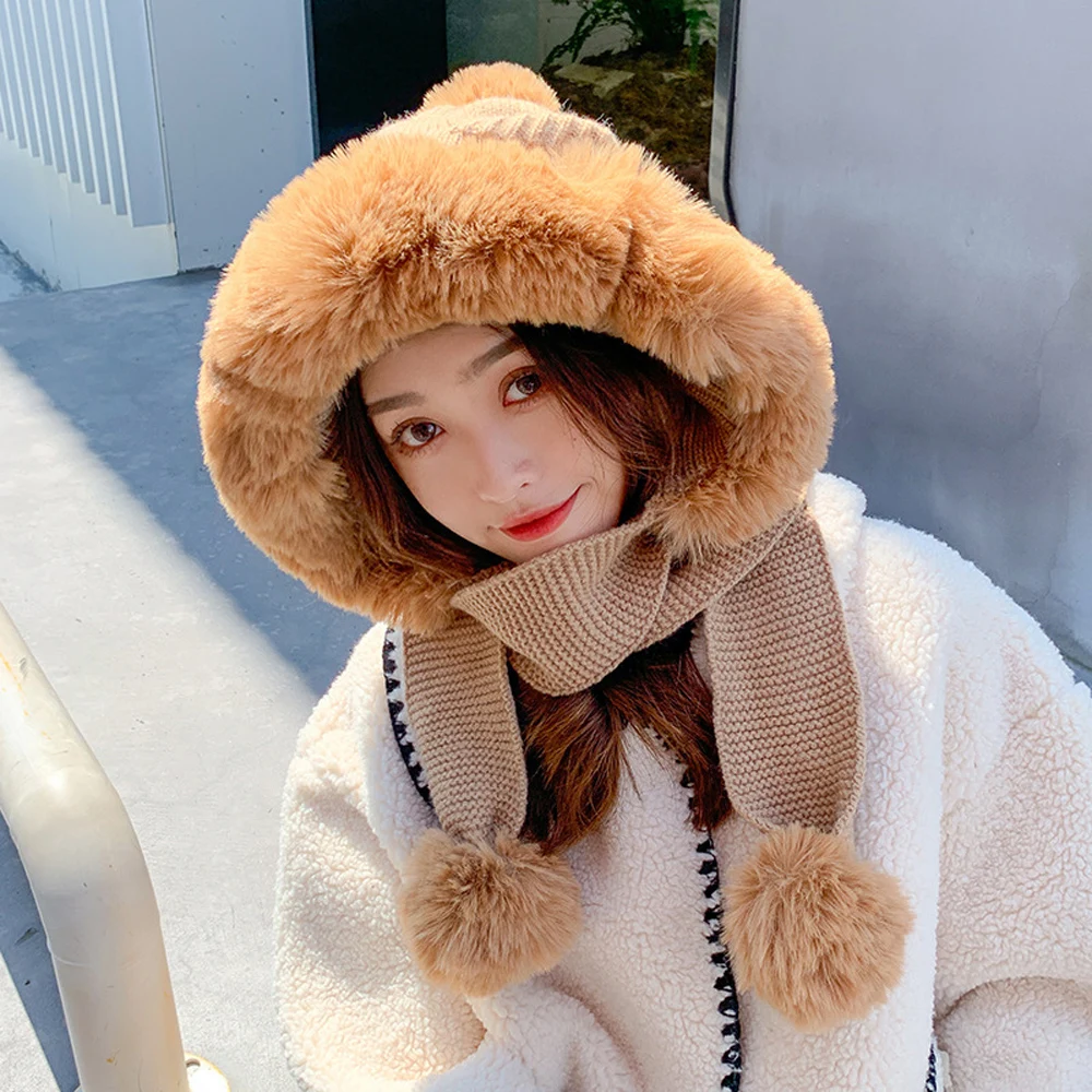 Women Hats Thicker Knitted Autumn Winter Windproof Warm Baggy Plush Velvet Neck Scarf Ear Protector Beanie Cap
Women Hats Thicker Knitted Autumn Winter Windproof Warm Baggy Plush Velvet Neck Scarf Ear Protector Beanie Cap