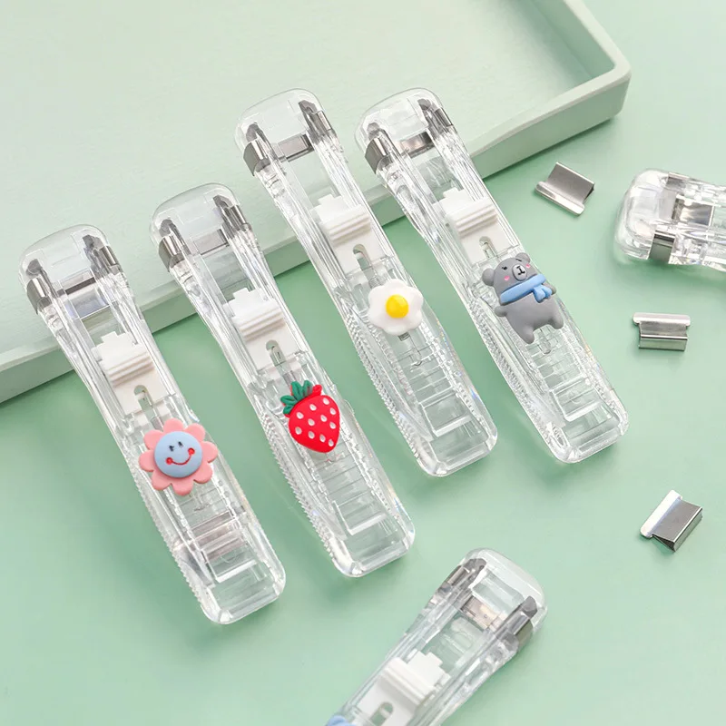 Cartoon Transparent Binder Clips Hand Push Clip Stapler for Document Binding Stationery Office Supplies
Cartoon Transparent Binder Clips Hand Push Clip Stapler for Document Binding Stationery Office Supplies