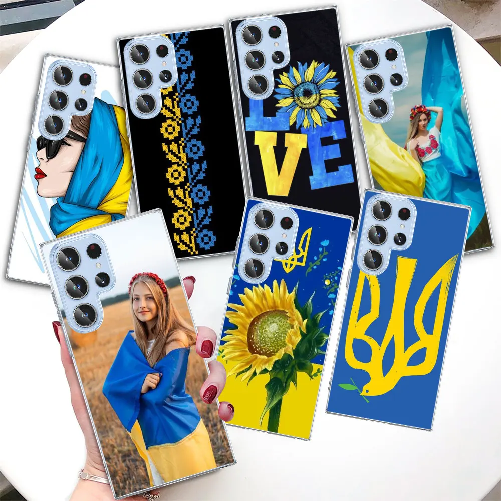 

Ukraine Flag Girl Case for Samsung Galaxy S23 S22 Ultra S21 S20 FE TPU Cases S10 5G S9 S8 Plus S10e S7 Edge Clear Phone Cover