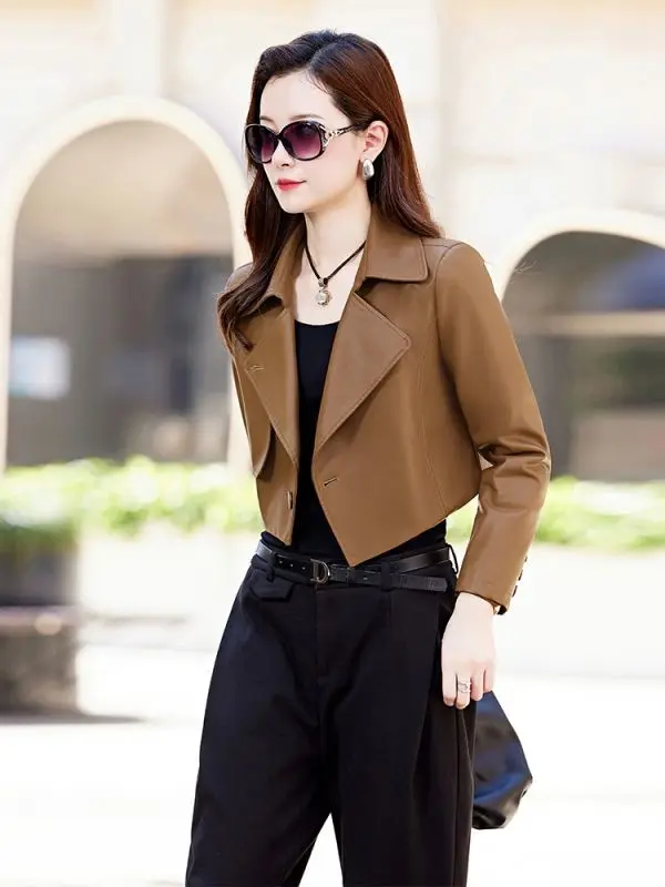 Small leather jacket Women's fashion casual temperament ultra short suit leather jacket top
Small leather jacket Women's fashion casual temperament ultra short suit leather jacket top