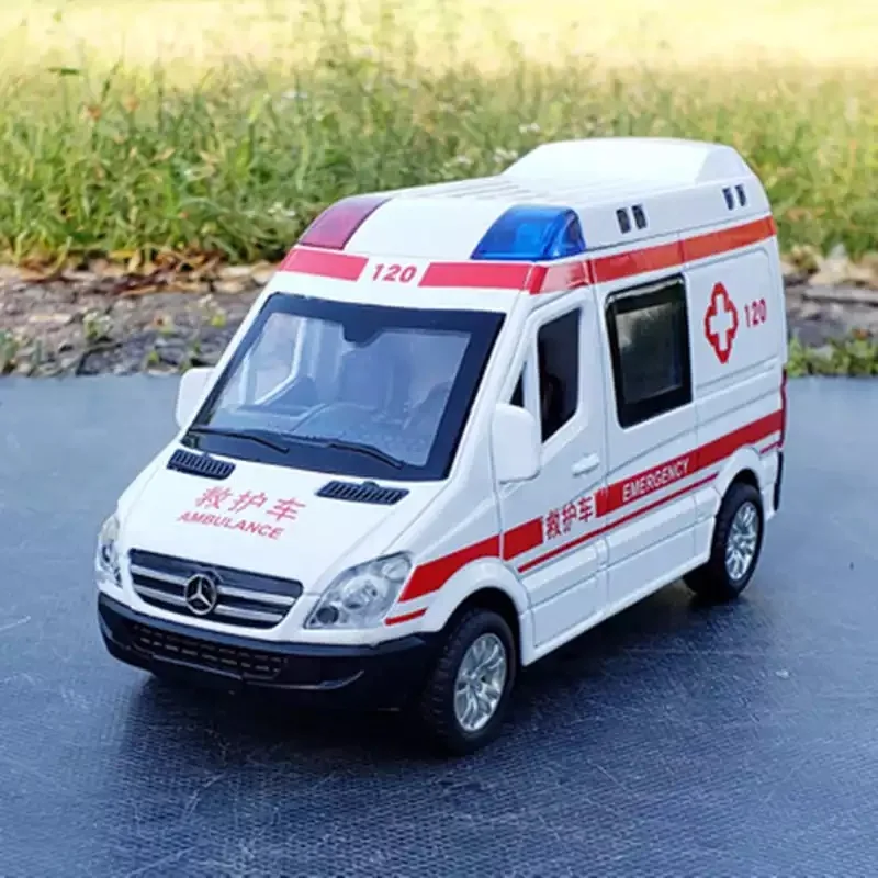 

1: 32 Benzs Police Ambulance Car Alloy Car Model Die Casting Metal Simulation Children's Acousto-optic Fire Truck Toy Car Gift