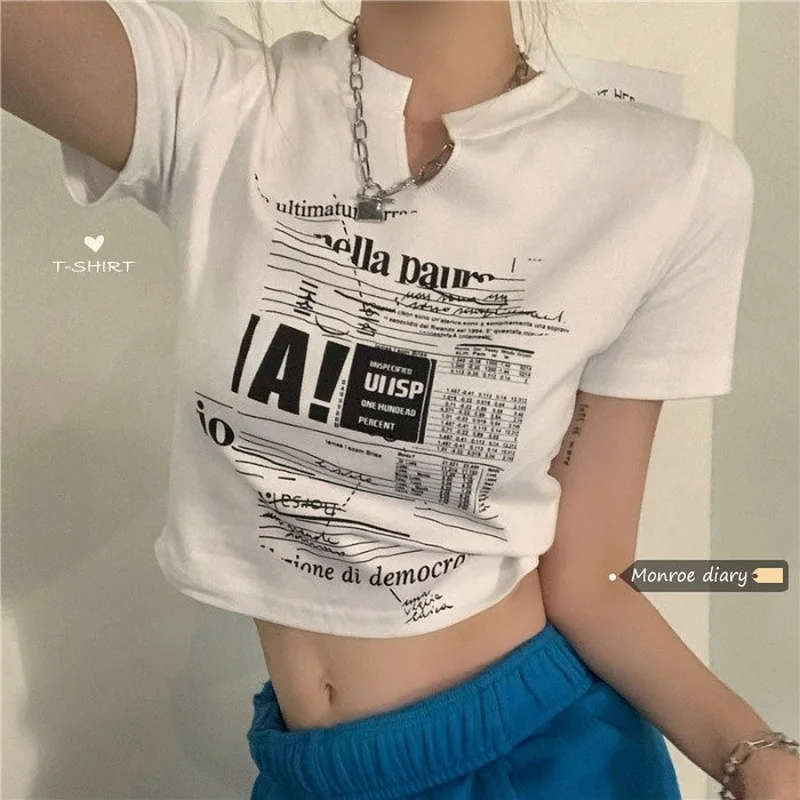 Harajuku Women's T-shirt Summer Letter Print T Shirt Short Sleeve T-shirts Y2k Casual V Neck Streetwear Tops Graphic Tees 2022
Harajuku Women's T-shirt Summer Letter Print T Shirt Short Sleeve T-shirts Y2k Casual V Neck Streetwear Tops Graphic Tees 2022