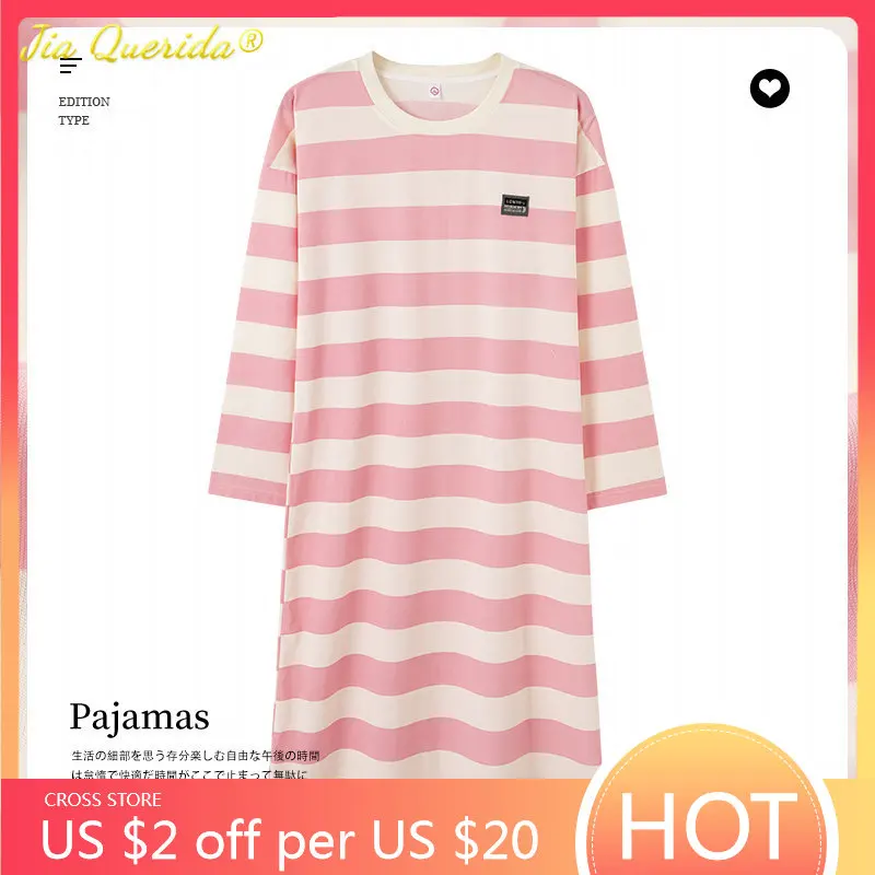 New Autumn Winter Polyester Nightgown Fashion Lingerie Homedress Pink Stripe Printed Long Sleeved Nightdress for Young Girls
New Autumn Winter Polyester Nightgown Fashion Lingerie Homedress Pink Stripe Printed Long Sleeved Nightdress for Young Girls