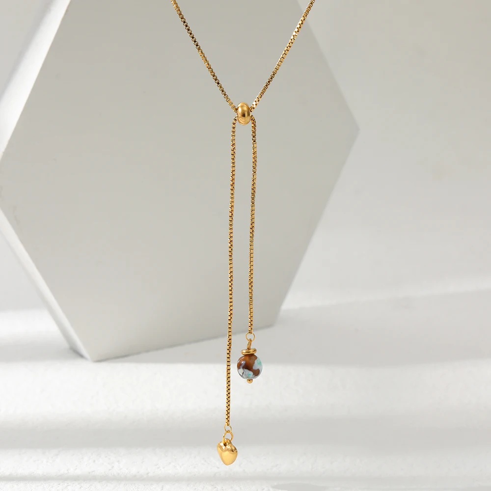 Fashion Natural Stone Personality Girl Stainless Steel Pendant Necklace Waterproof and Fade Resistant 18K Real Gold Plated
Fashion Natural Stone Personality Girl Stainless Steel Pendant Necklace Waterproof and Fade Resistant 18K Real Gold Plated