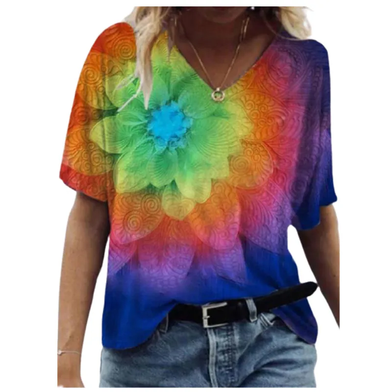 Plus Size Women 3D Leaves Tie Dye Gradient Print T Shirt 2022 New Summer Short Sleeve V-Neck Tops Casual Street Lady Cotton Tee
Plus Size Women 3D Leaves Tie Dye Gradient Print T Shirt 2022 New Summer Short Sleeve V-Neck Tops Casual Street Lady Cotton Tee