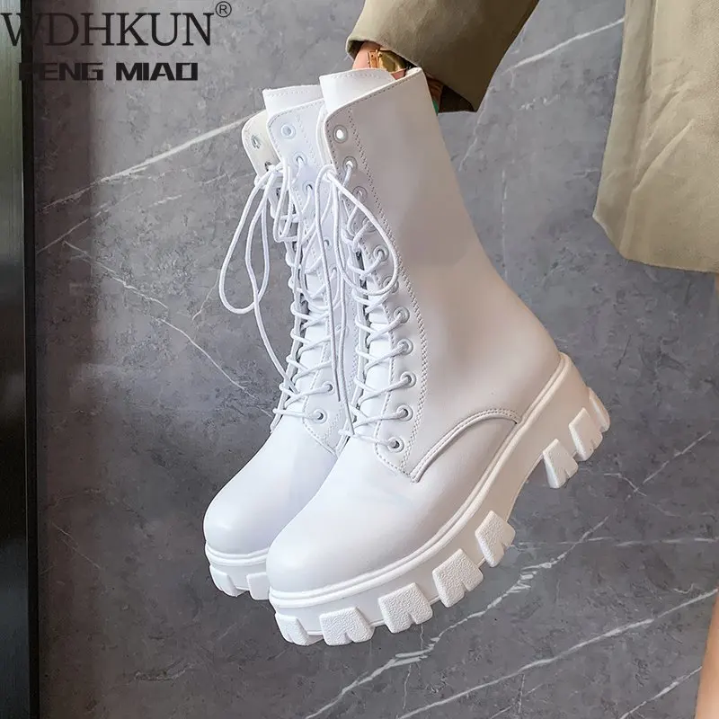 Женские ботильоны из искусственной кожи Martens, белые мотоциклетные ботинки на платформе и массивном каблуке, Осень-зима
Женские ботильоны из искусственной кожи Martens, белые мотоциклетные ботинки на платформе и массивном каблуке, Осень-зима