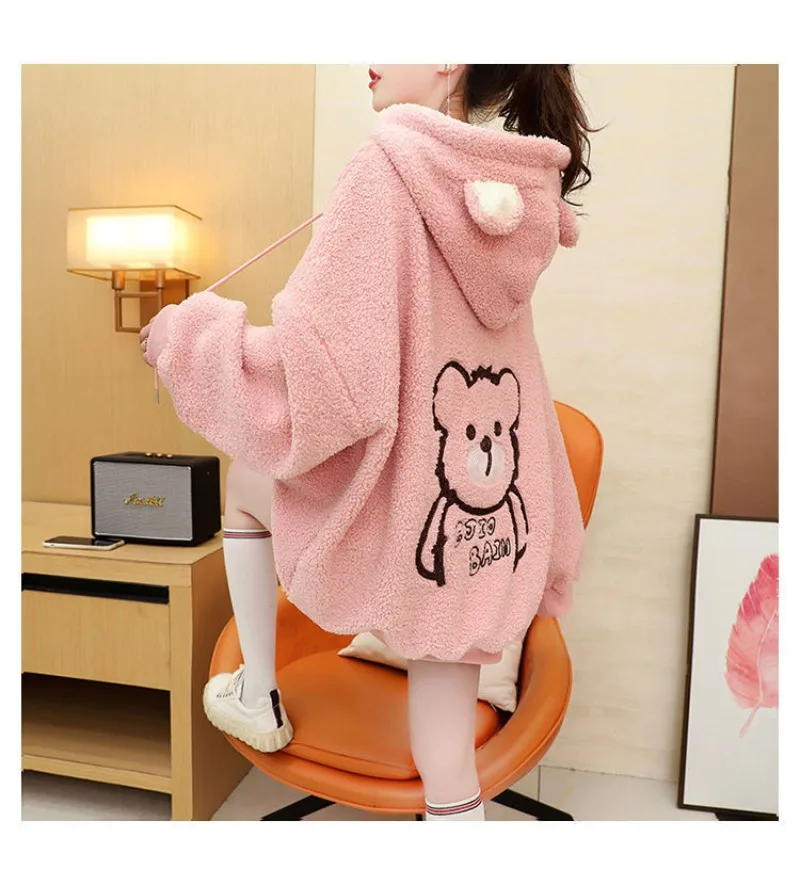 Autumn Winter Hoodies Women Kawaii Plush Sweatshirt Jacket Casual Warm Hooded Ear Female Cute Bear Print Sweatshirts Coats Y2k
Autumn Winter Hoodies Women Kawaii Plush Sweatshirt Jacket Casual Warm Hooded Ear Female Cute Bear Print Sweatshirts Coats Y2k
