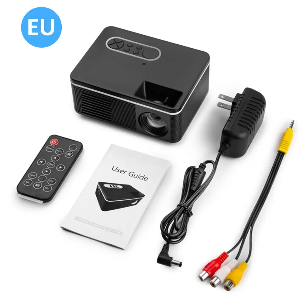 

EU Small Mini Projector Home LED Portable Mini Projector High Definition 1080P Projector Media Player Built-in Speakers