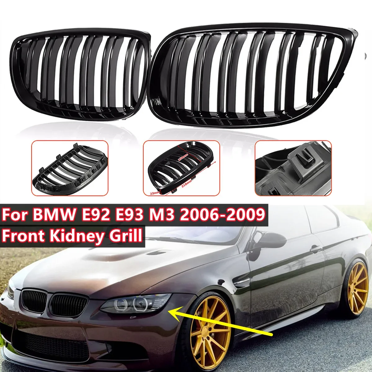 Глянцевая черная автомобильная передняя решетка для почек для BMW 3-Series E92 Coupe и E93 Convertible 2007-2010, сменная решетка для гоночного гриля
Глянцевая черная автомобильная передняя решетка для почек для BMW 3-Series E92 Coupe и E93 Convertible 2007-2010, сменная решетка для гоночного гриля