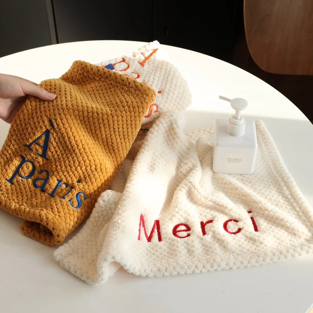 Creative Hanging Letter Embroidery Hand Towel Absorbent Square Face Hand Towel Car Rag Bathroom Kitchen Cleaning Accessories 
Creative Hanging Letter Embroidery Hand Towel Absorbent Square Face Hand Towel Car Rag Bathroom Kitchen Cleaning Accessories