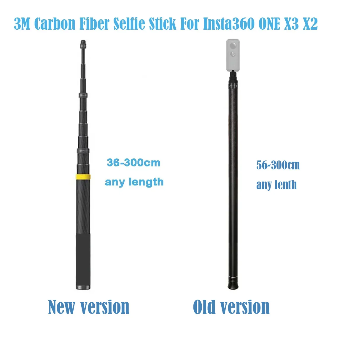 For Insta 360 X3 New Version 3m Ultra-Long Carbon Fiber Invisible Selfie Stick For Insta360 X3 ONE X2 X RS R Camera Accessories
For Insta 360 X3 New Version 3m Ultra-Long Carbon Fiber Invisible Selfie Stick For Insta360 X3 ONE X2 X RS R Camera Accessories