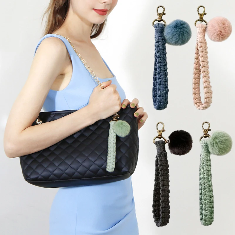Handmade Custom Furry Wristlet Knit Keychain Hanging Woven Key Chains Wristlet Clutch Keyring Bag Accessories
Handmade Custom Furry Wristlet Knit Keychain Hanging Woven Key Chains Wristlet Clutch Keyring Bag Accessories