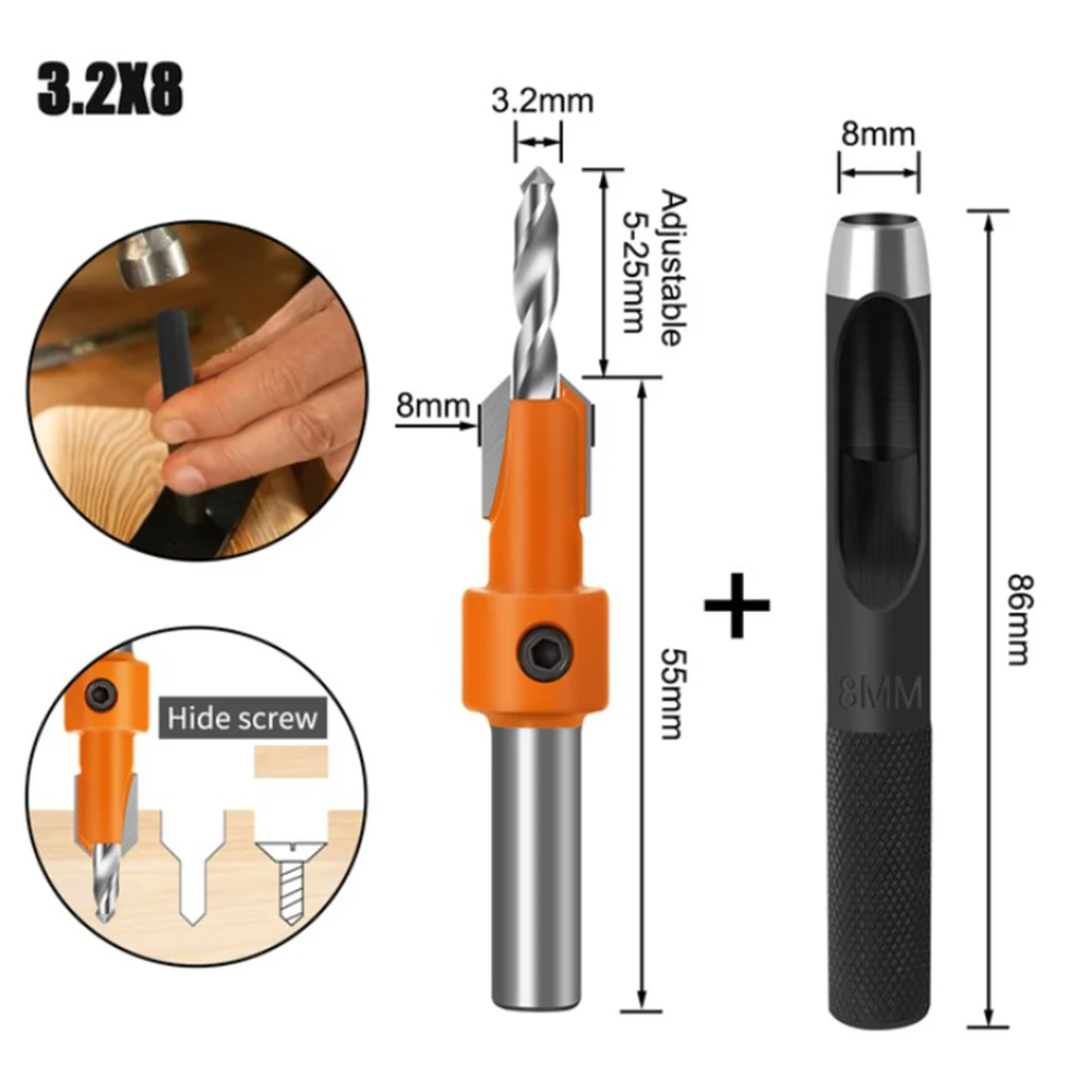 8mm Shank Woodworking Router Bit Punching Drill 2.8/3/3.2/3.5/4mm Screw Extractor Countersink YG6X Tip Hook Shear Angles
8mm Shank Woodworking Router Bit Punching Drill 2.8/3/3.2/3.5/4mm Screw Extractor Countersink YG6X Tip Hook Shear Angles