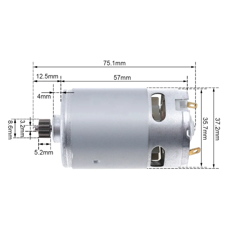 RS550 DC Motor 10.8V/12V/14.4V/16.8V/18V/21V/25V Motor with 9 /11 / 12 /13 /14 Teeth and High Torque Gear Box for Electric Drill
RS550 DC Motor 10.8V/12V/14.4V/16.8V/18V/21V/25V Motor with 9 /11 / 12 /13 /14 Teeth and High Torque Gear Box for Electric Drill
