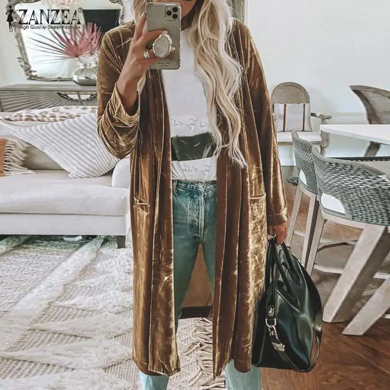 ZANZEA Women Velvet Cardigan 2022 Spring Holiday Midi Tops Tunic Casual Long Sleeve Blouse Shirts Oversized Lady Chemise Blusas
ZANZEA Women Velvet Cardigan 2022 Spring Holiday Midi Tops Tunic Casual Long Sleeve Blouse Shirts Oversized Lady Chemise Blusas