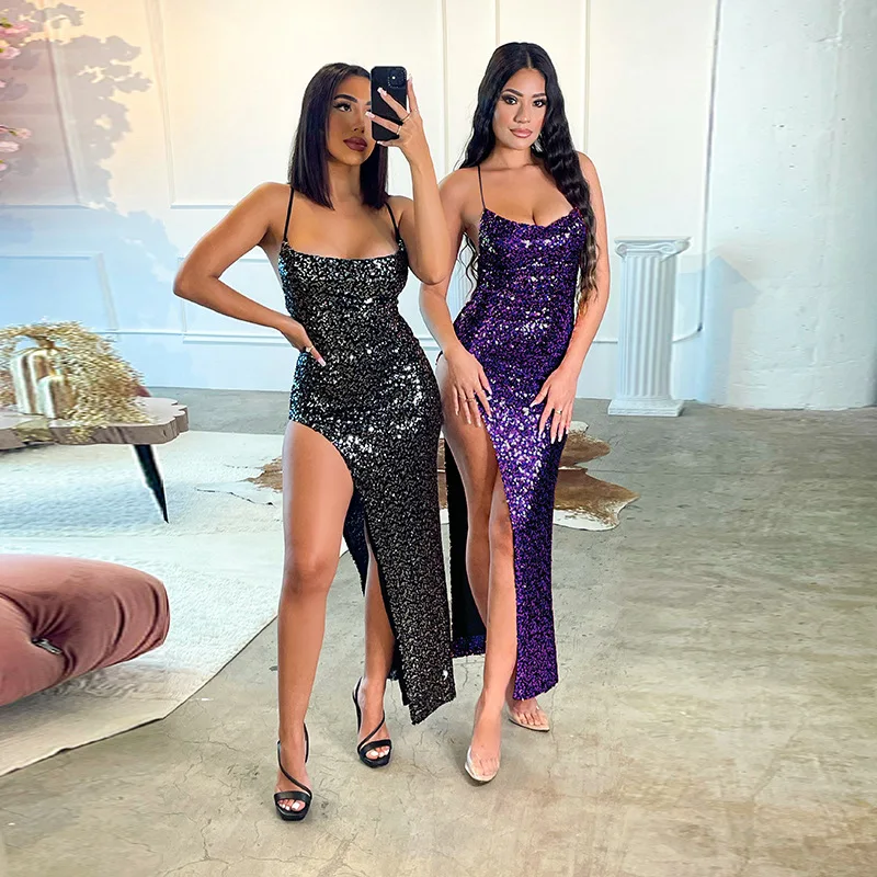 Black Sequins Bodycon Sexy Dresses for women 2022 Split Backless Long Summer Dress Elegant Club Party Dresses Vestidos
Black Sequins Bodycon Sexy Dresses for women 2022 Split Backless Long Summer Dress Elegant Club Party Dresses Vestidos