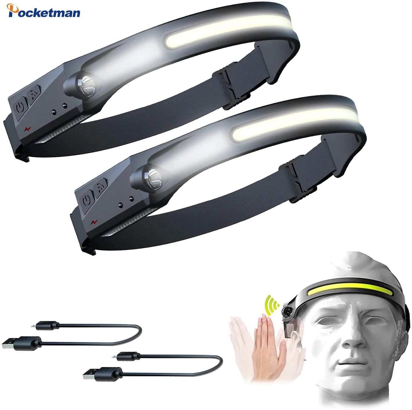 Pocketman IR Motion Sensor Headlights Powerful COB LED Headlamps Waterprof USB Headlamp Rechargeable Headlight with Battery
Pocketman IR Motion Sensor Headlights Powerful COB LED Headlamps Waterprof USB Headlamp Rechargeable Headlight with Battery