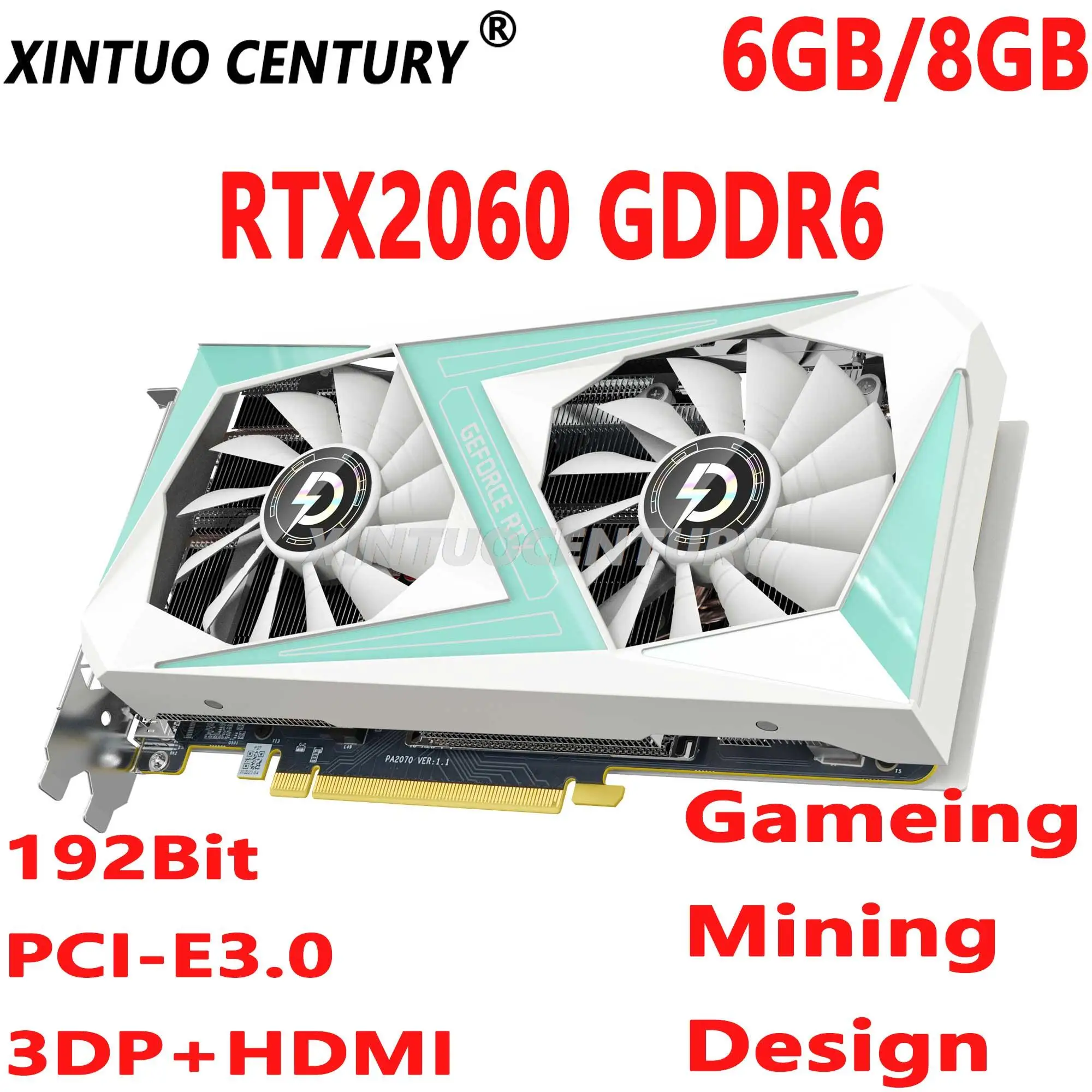 RTX 2060 GDDR6 6GB 192Bit graphics card for NVIDIA GeForce RTX2060 game mining Video Card 3DP+HDMI PCI-E3.0 HD slot BTC ETH GPU
RTX 2060 GDDR6 6GB 192Bit graphics card for NVIDIA GeForce RTX2060 game mining Video Card 3DP+HDMI PCI-E3.0 HD slot BTC ETH GPU