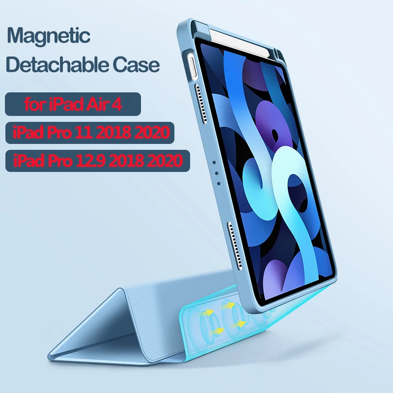 Съемный магнитный чехол для iPad 2020 Pro 12 9 11 10 5 складной смарт-чехол со слотом