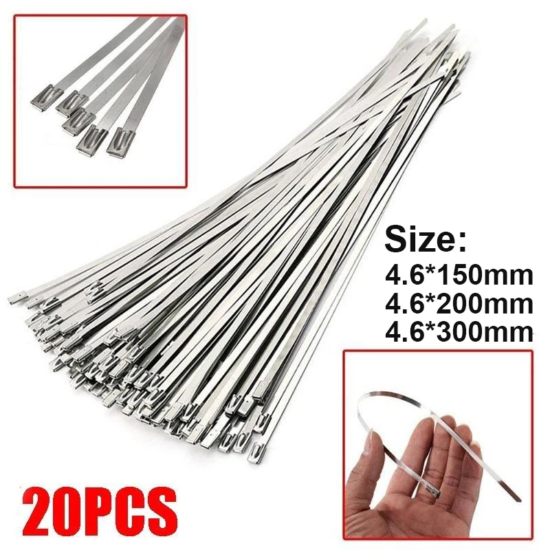 4.6mm Stainless Steel Cable Ties Heavy Duty Self-Locking Cable Ties Multipurpose Metal Exhaust Wrap Locking Ties 20pcs
4.6mm Stainless Steel Cable Ties Heavy Duty Self-Locking Cable Ties Multipurpose Metal Exhaust Wrap Locking Ties 20pcs