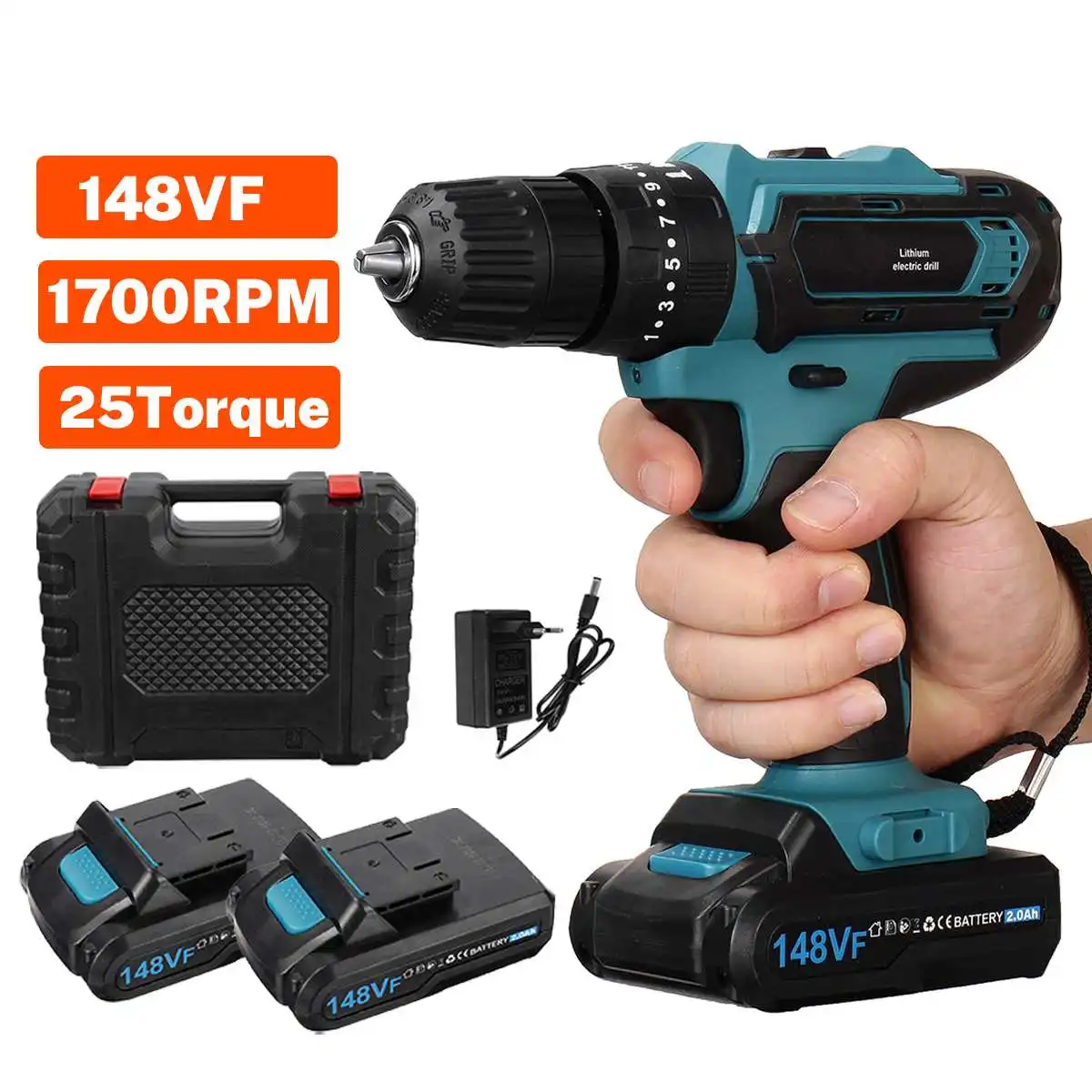 Drillpro 25 Torque 1700rpm Brushless Electric Impact Drill Cordless Electric Screwdriver with 148VF Rechargeable Lithium Battery
Drillpro 25 Torque 1700rpm Brushless Electric Impact Drill Cordless Electric Screwdriver with 148VF Rechargeable Lithium Battery