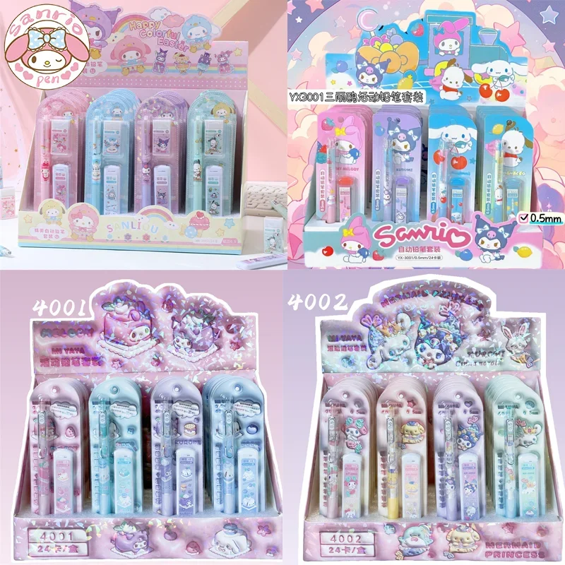 Новинка 24 шт. Sanrio механический карандаш Kawaii Melody Kuromi Cinomaroll детский Карандаш Ластик Набор 0,5 студенческие канцелярские принадлежности оптом
Новинка 24 шт. Sanrio механический карандаш Kawaii Melody Kuromi Cinomaroll детский Карандаш Ластик Набор 0,5 студенческие канцелярские принадлежности оптом