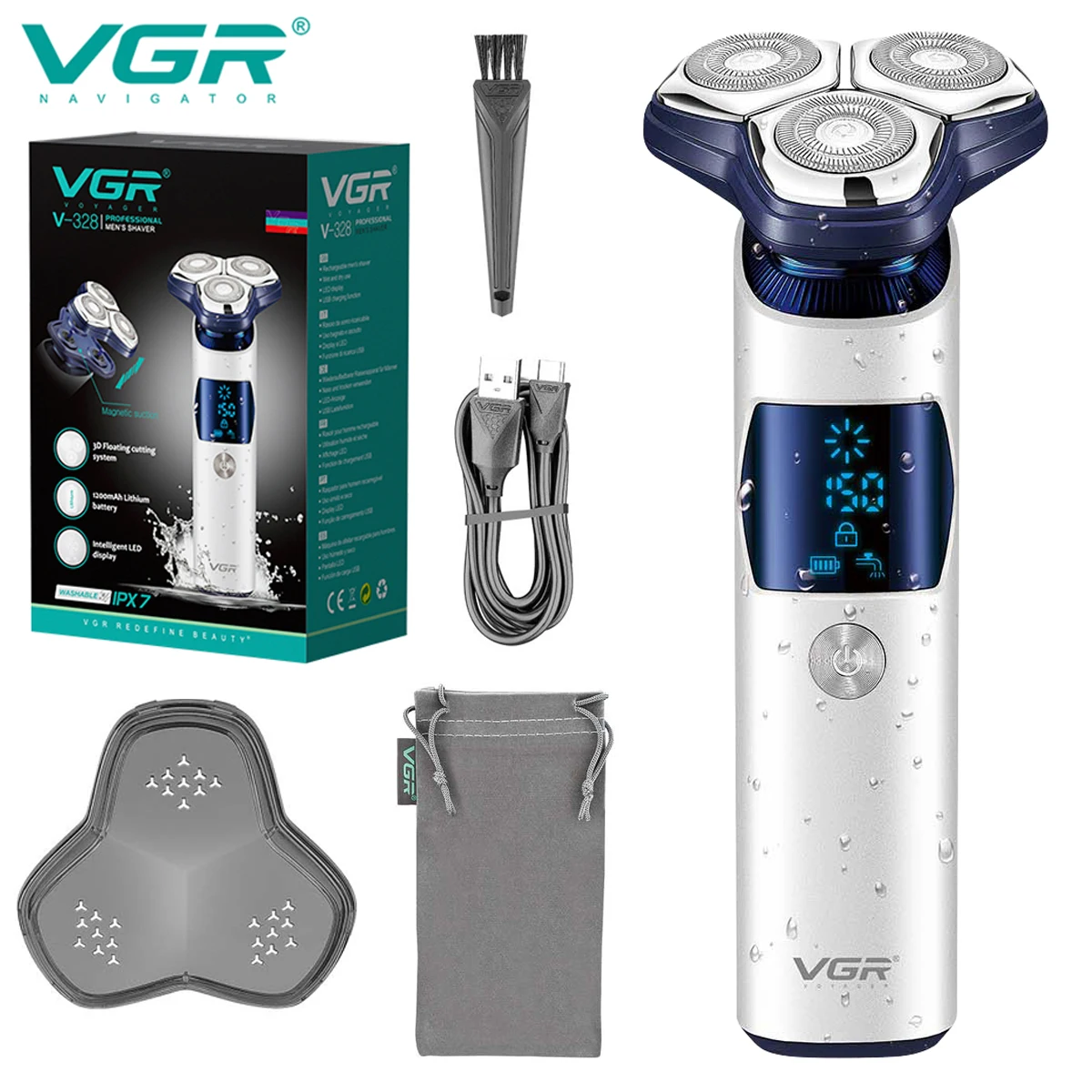 VGR V-328 3D плавающие вращающиеся лезвия машинка для бритья перезаряжаемая профессиональная фотомашинка для мужчин
VGR V-328 3D плавающие вращающиеся лезвия машинка для бритья перезаряжаемая профессиональная фотомашинка для мужчин