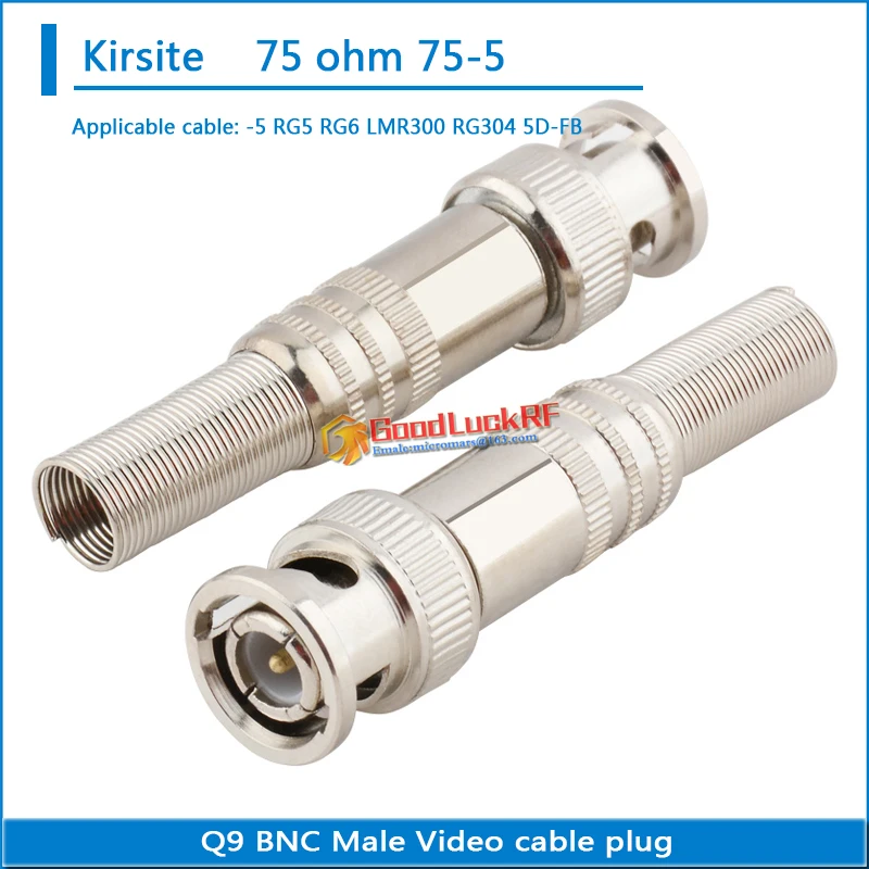 75ohm Q9 BNC Male SDI Welding free Video RF Connector Socket Crimp for RG5 RG6 LMR300 RG304 5D-FB 0 Surveillance camera
75ohm Q9 BNC Male SDI Welding free Video RF Connector Socket Crimp for RG5 RG6 LMR300 RG304 5D-FB 0 Surveillance camera