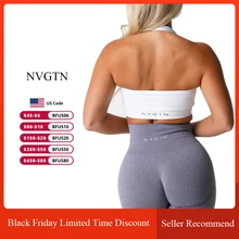 NVGTN Limitless Ribbed Seamless Halter Bra Spandex Woman Fitness Elastic Breathable Breast Enhancement Leisure Sports Underwear