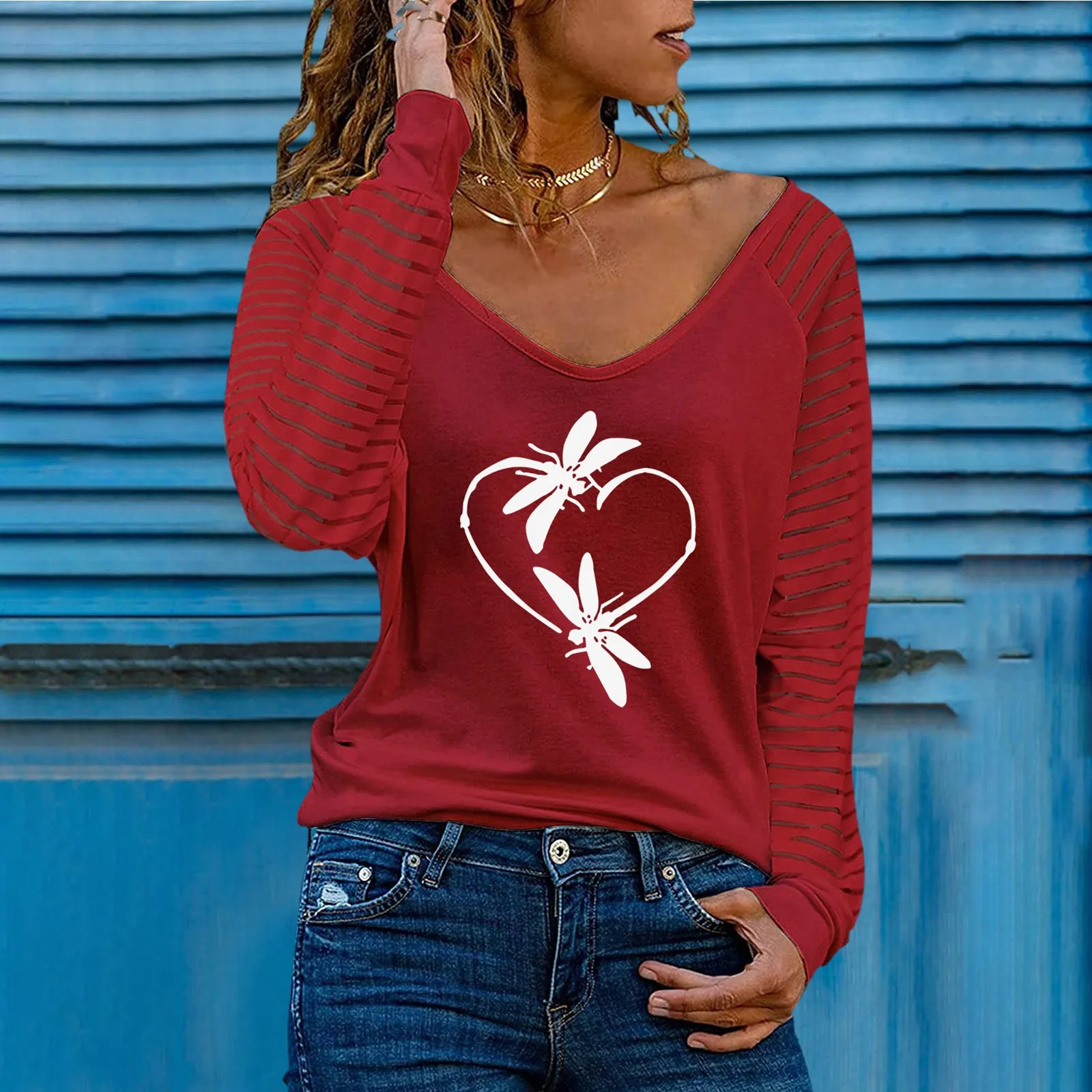 Женская Повседневная футболка с принтом Love, осенняя Футболка с рукавами-фонариками и V-образным вырезом, топы с графическим принтом, блузка, ...
Женская Повседневная футболка с принтом Love, осенняя Футболка с рукавами-фонариками и V-образным вырезом, топы с графическим принтом, блузка, ...