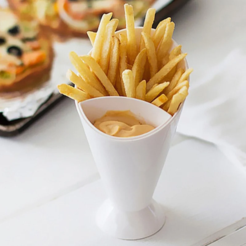 Kitchen Serving Tool Snack Cone Stand + Dip Holder For Chips Finger Food Sauce White Fries Dip and Cone Cup Snack Holder Serving
Kitchen Serving Tool Snack Cone Stand + Dip Holder For Chips Finger Food Sauce White Fries Dip and Cone Cup Snack Holder Serving