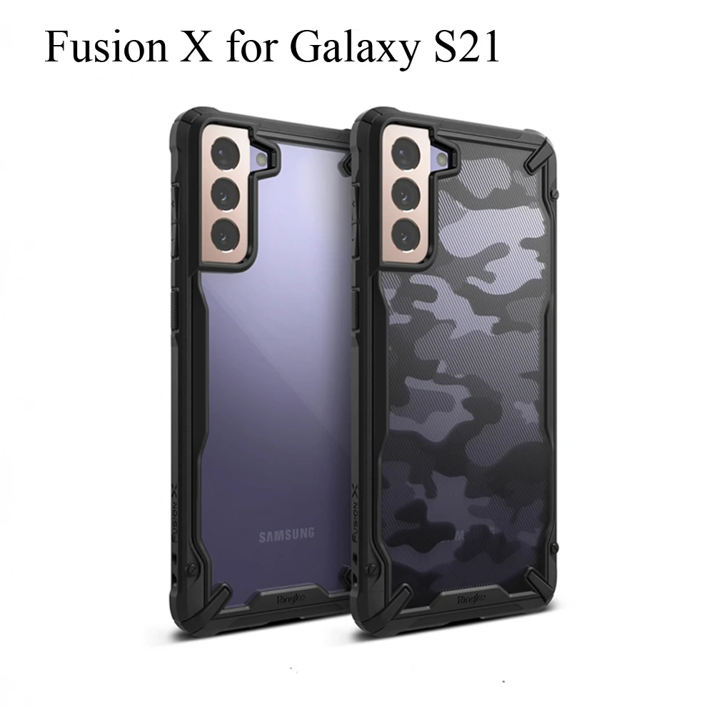 

Чехол Ringke Fusion X для Galaxy S21, приподнятая Прозрачная Жесткая Пластиковая Задняя крышка и Гибкая Рамка из ТПУ, гибридный противоударный чехол дл...