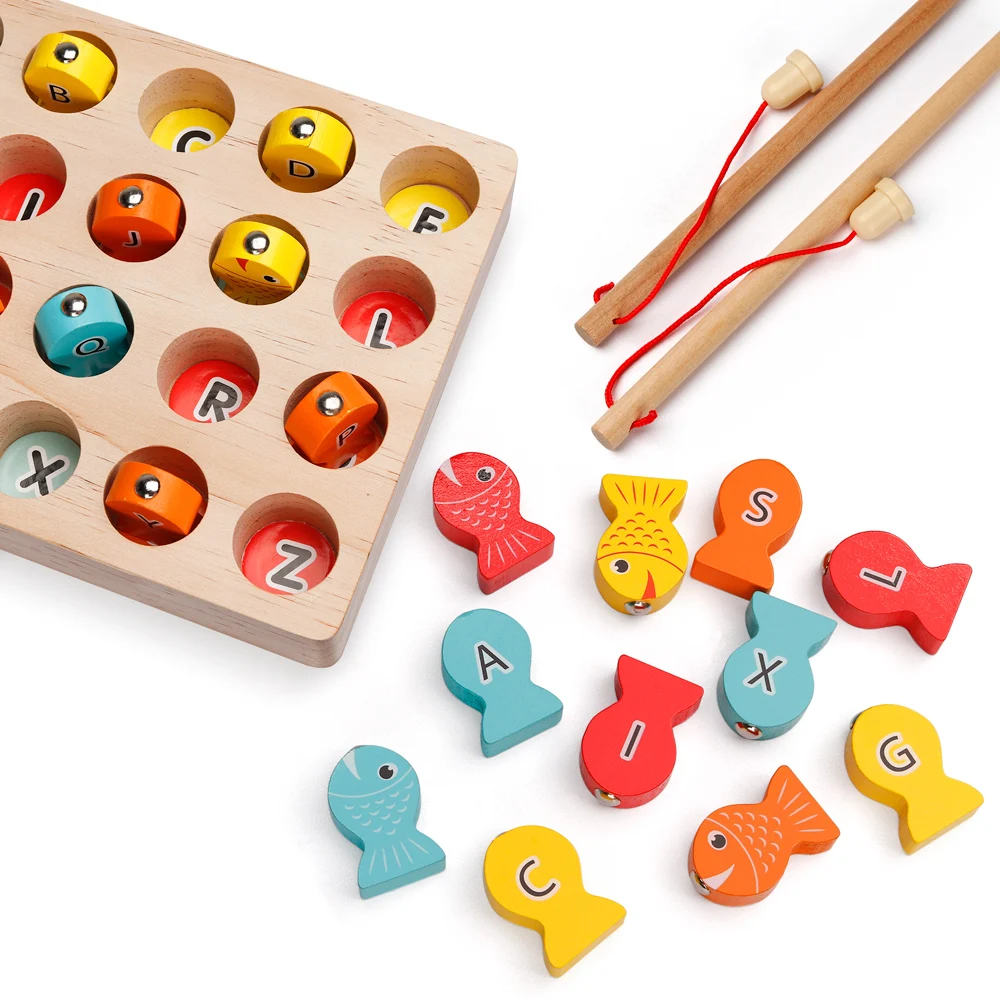 

Montessori Educational Wooden Toys Children Busy Board Math Fishing Children's Wooden Preschool Montessori Toy Counting Geometry