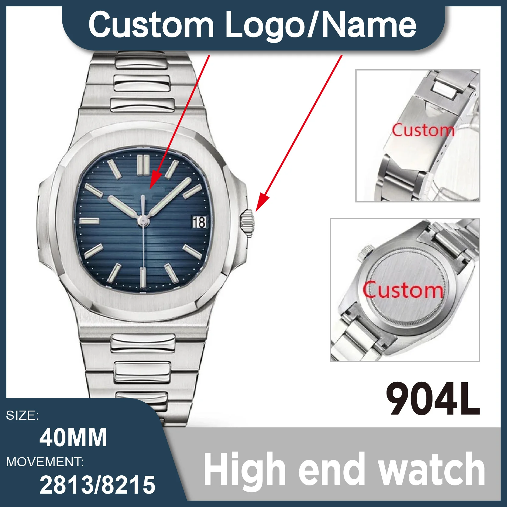 DIY Custom Logo Men s Automatic Mechanical Watch Luxury 40MM Waterproof AAA Replica Luminous 316 Refined steel
DIY Custom Logo Men s Automatic Mechanical Watch Luxury 40MM Waterproof AAA Replica Luminous 316 Refined steel