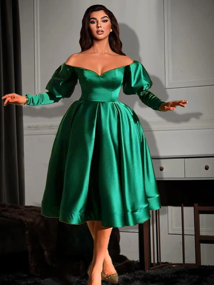 Elegant Empire Dresses Off Shoulder Long Lantern Sleeve Pleated Midi Ball Gowns for Women Evening Cocktail Event Party Autumn
Elegant Empire Dresses Off Shoulder Long Lantern Sleeve Pleated Midi Ball Gowns for Women Evening Cocktail Event Party Autumn