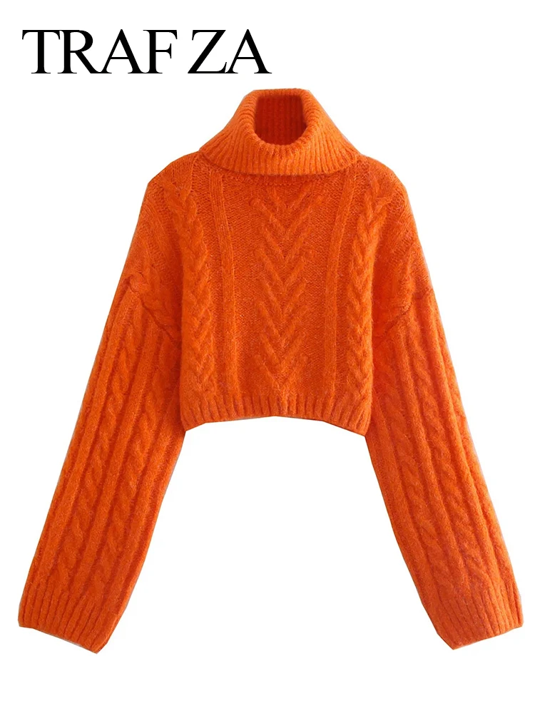 TRAFZA Women Fashion Orange Cropped Knit Sweater Casual High Street Top Woman High Neck Long Sleeves Knitted Pullover Mujer
TRAFZA Women Fashion Orange Cropped Knit Sweater Casual High Street Top Woman High Neck Long Sleeves Knitted Pullover Mujer