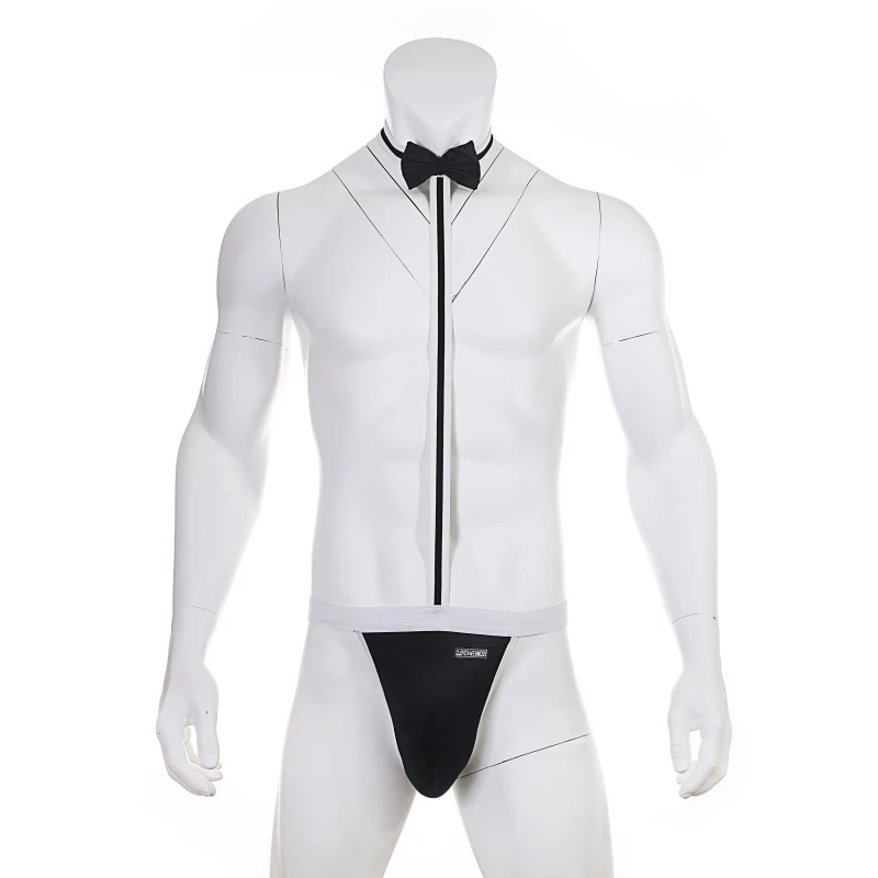 

Gay Men Sexy Collared Borat Mankini Costume Erotic Penis Pouch G-string and Thong Swimsuit Strap Sexy Lingerie Men Bodysuit