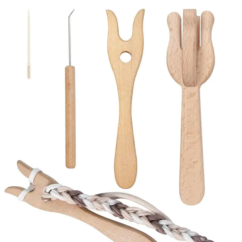 

Вилка для вязания крючком Lucet, 4 шт., плетеные инструменты для рукоделия, ранние инструменты с большой иглой, портативный набор вилок для вязания